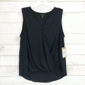 Halogen Surplice Sleeveless Top • Sz L • Black • NWT